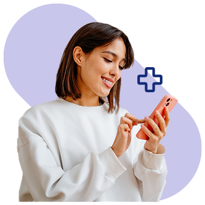 Lady smiling at her phone